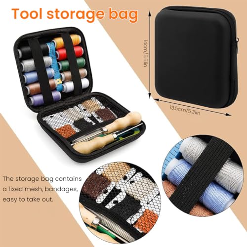 HASTHIP® 118PCS Leather Sewing Kit Leather Needles for Hand Sewing Heavy Duty Upholstery Repair Waxed Thread Large-Eye Stitching for Carseat Backpack Carpet Boots Shoes Sofa HASTHIP® 118PCS Leather Sewing Kit Leather Needles for Hand Sewing Heavy Duty Upholstery Repair Waxed Thread Large-Eye Stitching for Carseat Backpack Carpet Boots Shoes Sofa